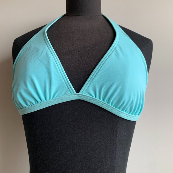 Billabong surf BLUE CRUSH era Vintage bikini aqua D cup solid halter top RARE - Picture 5 of 8